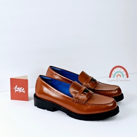 New! Free People Liv Leather Penny Loafers - Picture 5 of 16